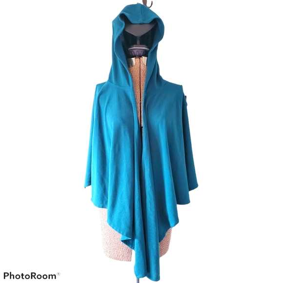 Rose Purna Jackets & Blazers - Rose Purna teal hooded cape